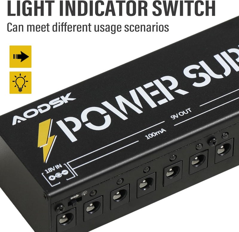AODSK Guitar Effect Pedal Power Supply,9V/12V/18V DC Output,10 Isolated DC Output（AH-05） - Image 3
